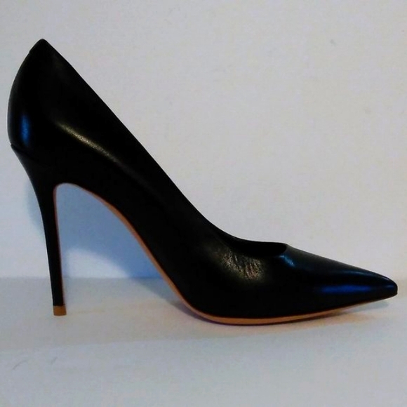 CÉLINE NEW 7.5 BLACK POINTED TOE LEATHER HEELS w BOX pumps womens - Picture 10 of 16